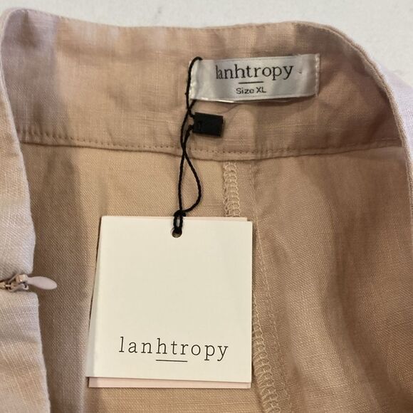 NEW LANHTROPY 100% Linen Lux High Rise Tan Sand Classic Summer Shorts XL - Picture 6 of 8